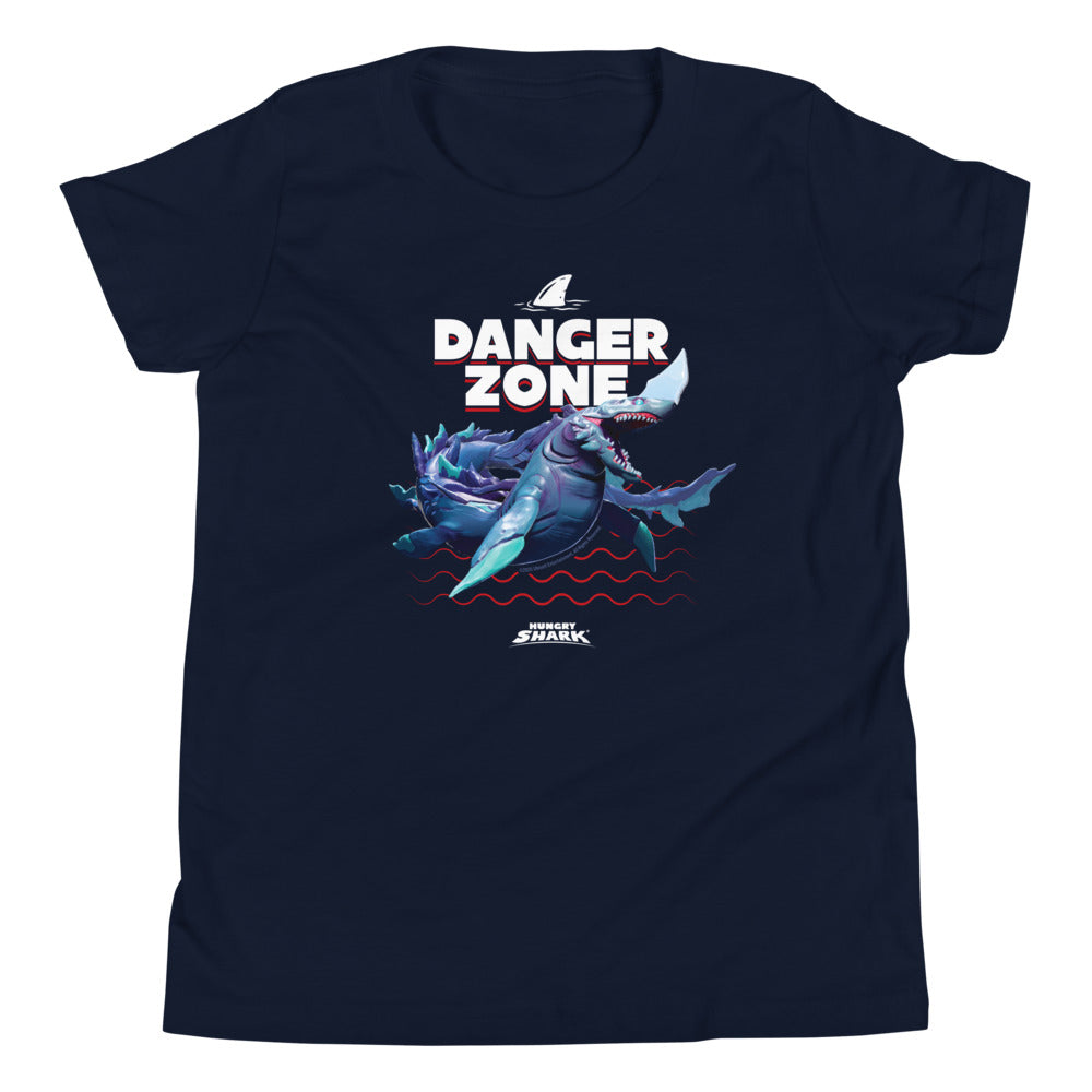 Hungry Shark Danger Zone Youth T-Shirt Navy