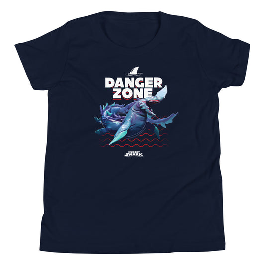 Hungry Shark Danger Zone Youth T-Shirt Navy